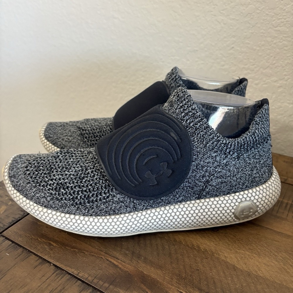 Under Armour HOVR Re-Charged Knit Laceless Athletic Shoes Sz US 7 Gray Black Men